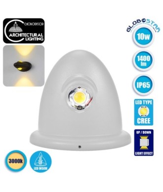 GLOBOSTAR® THIRD 93070 Μοντέρνο Φωτιστικό Τοίχου - Απλίκα LED 10W 1400lm 30° AC 220-240V Αδιάβροχο IP65 Θερμό Λευκό 2700K - Bridgelux COB Chip & TÜV SÜD Driver - Λευκό Ματ - Μ15.1 x Π9.3 x Υ14.5cm - 5 Χρόνια Εγγύηση